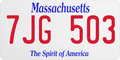 MA license plate 7JG503