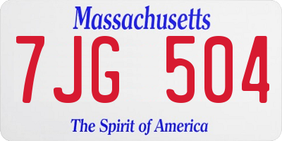 MA license plate 7JG504