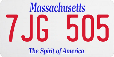MA license plate 7JG505