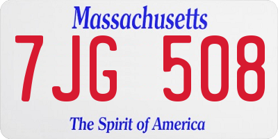 MA license plate 7JG508