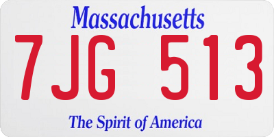 MA license plate 7JG513