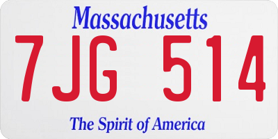 MA license plate 7JG514