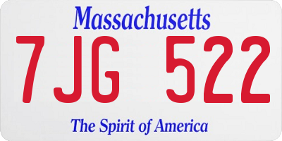MA license plate 7JG522