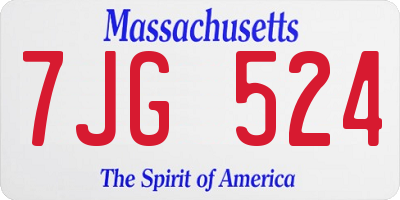 MA license plate 7JG524