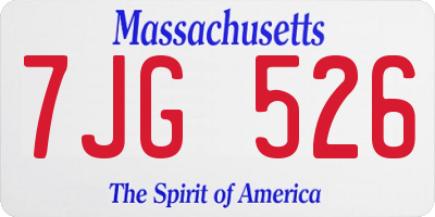 MA license plate 7JG526