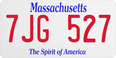 MA license plate 7JG527