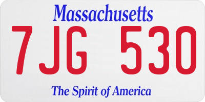 MA license plate 7JG530