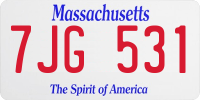 MA license plate 7JG531