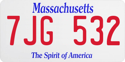 MA license plate 7JG532