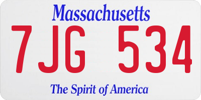 MA license plate 7JG534