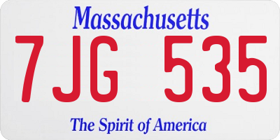 MA license plate 7JG535