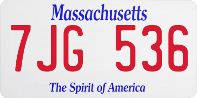 MA license plate 7JG536