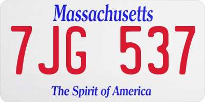 MA license plate 7JG537