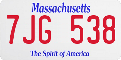 MA license plate 7JG538
