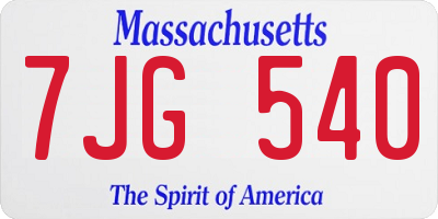 MA license plate 7JG540