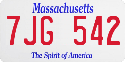 MA license plate 7JG542