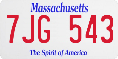 MA license plate 7JG543