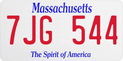 MA license plate 7JG544