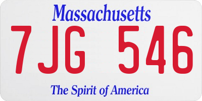 MA license plate 7JG546
