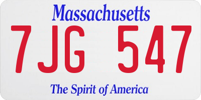 MA license plate 7JG547
