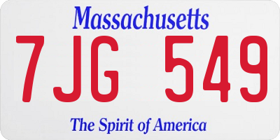 MA license plate 7JG549
