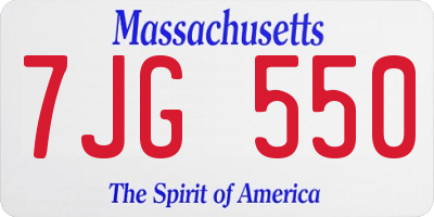 MA license plate 7JG550