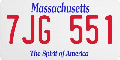 MA license plate 7JG551
