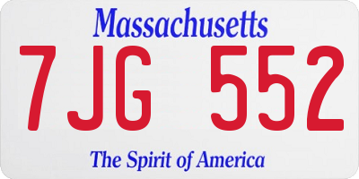MA license plate 7JG552
