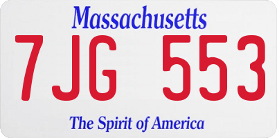 MA license plate 7JG553