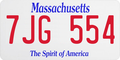 MA license plate 7JG554