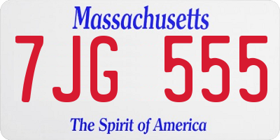 MA license plate 7JG555