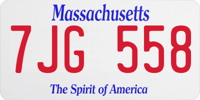 MA license plate 7JG558