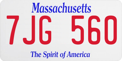 MA license plate 7JG560