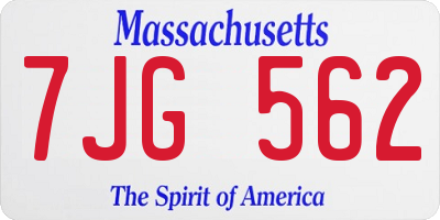 MA license plate 7JG562