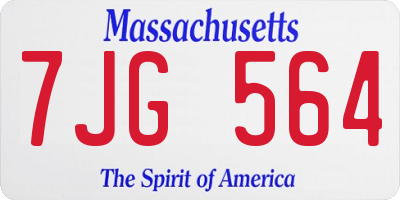 MA license plate 7JG564