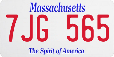 MA license plate 7JG565
