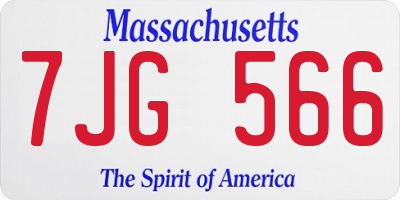 MA license plate 7JG566