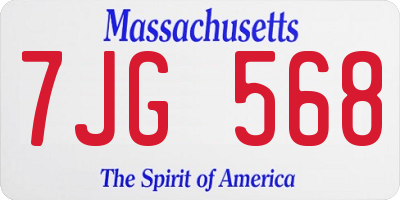 MA license plate 7JG568