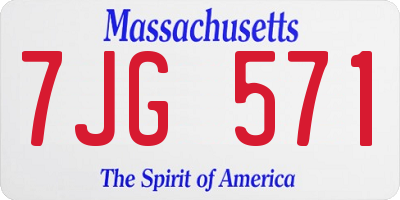 MA license plate 7JG571