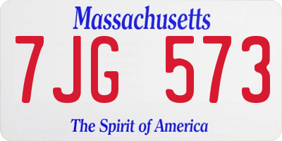 MA license plate 7JG573