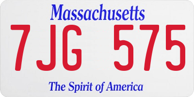 MA license plate 7JG575