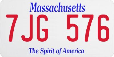 MA license plate 7JG576