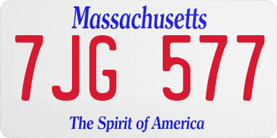MA license plate 7JG577