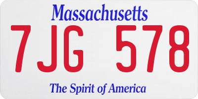 MA license plate 7JG578