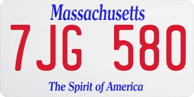 MA license plate 7JG580