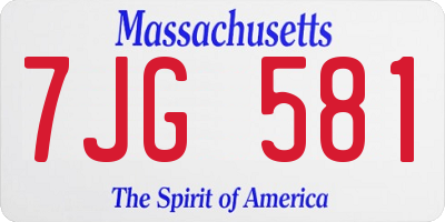 MA license plate 7JG581