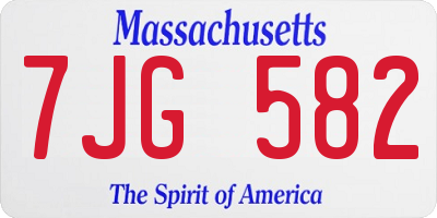 MA license plate 7JG582