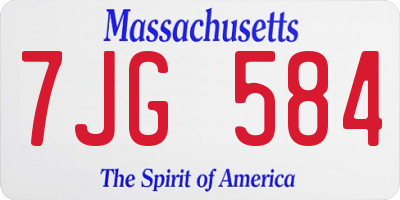 MA license plate 7JG584