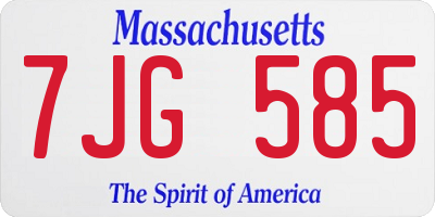 MA license plate 7JG585