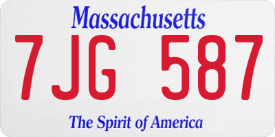 MA license plate 7JG587